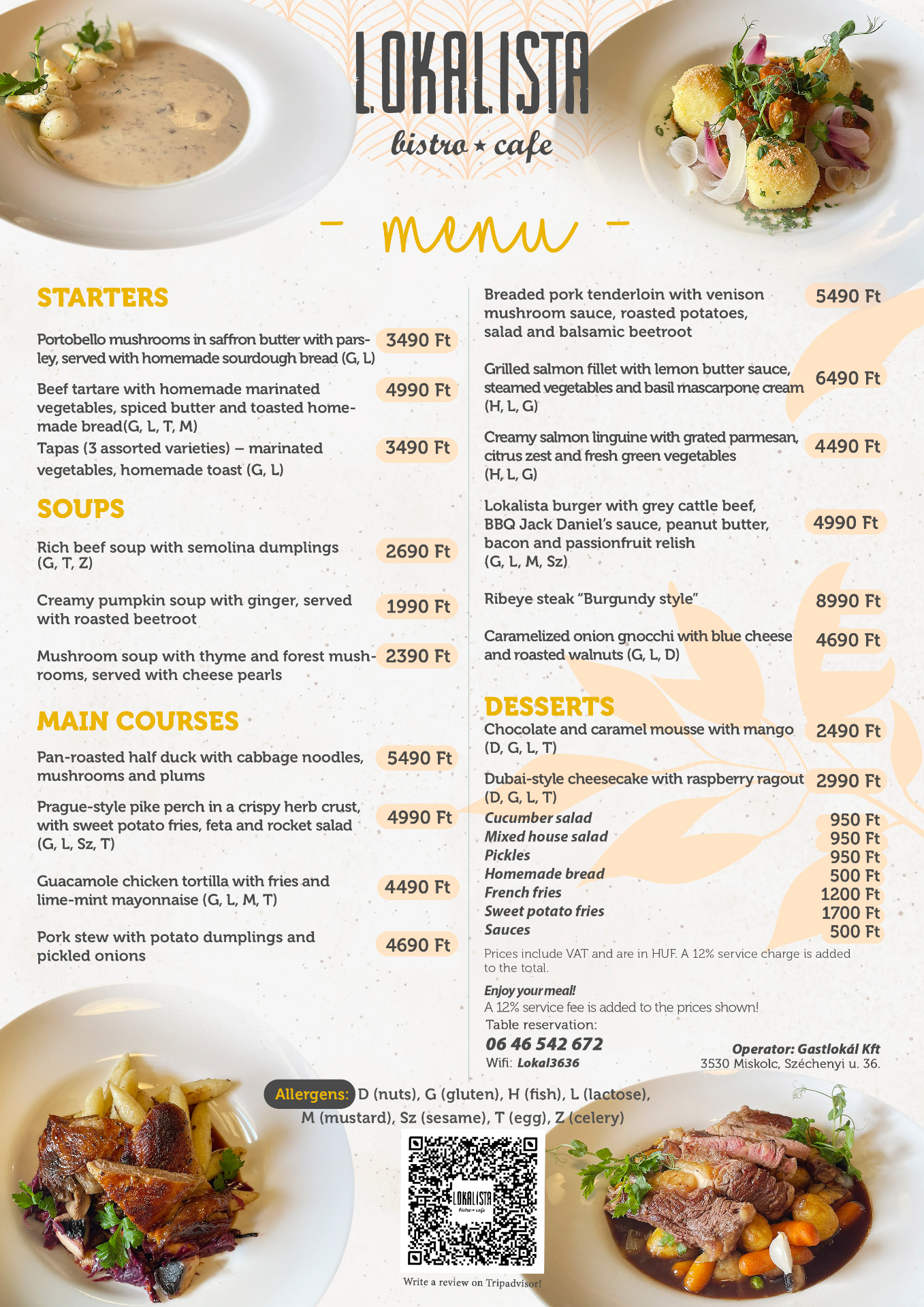 English menu - Lokalista Bistro